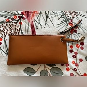 Cognac Wristlet with clip holder